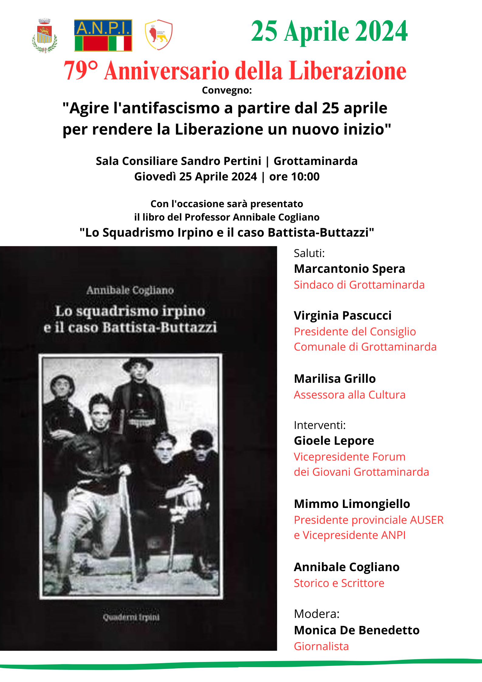 79° Anniversario della Liberazione: Convegno e Presentazione libro di Cogliano